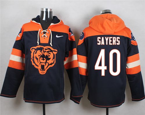 Nike Bears #40 Gale Sayers Navy Blue Player Pullover NFL Hoodie